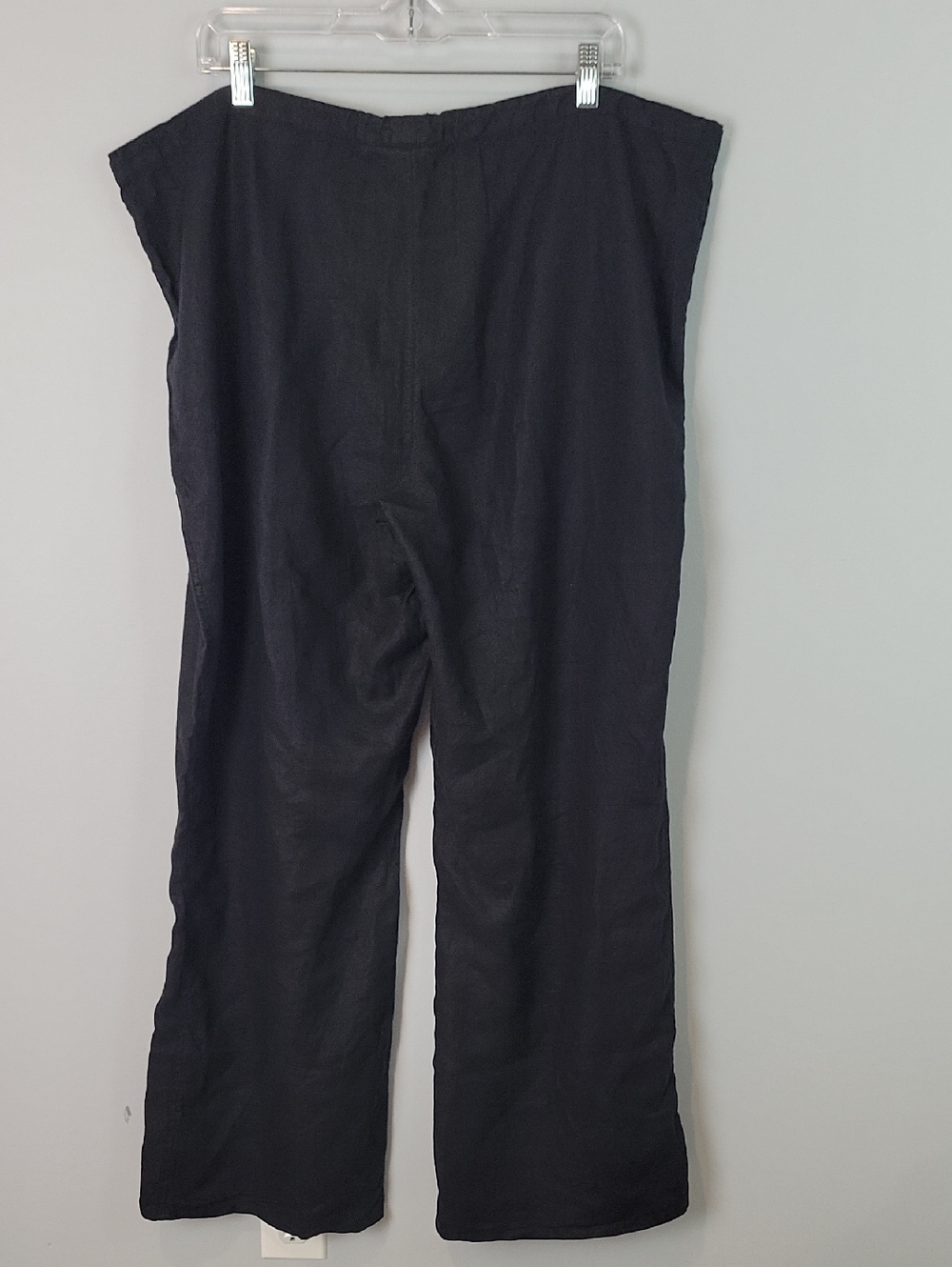 XL Black Linen wide leg pants drawstring - Picture 4 of 5